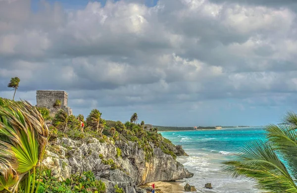 Tulum Mexico February 2017 View Mayan Ruins Cloudy Weather — Stock Photo, Image