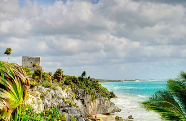 Tulum Mexico February 2017 View Mayan Ruins Cloudy Weather — Stock Photo, Image