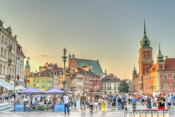 Warsaw, Poland - August 2021 : Nowy Swiat Street at dusk