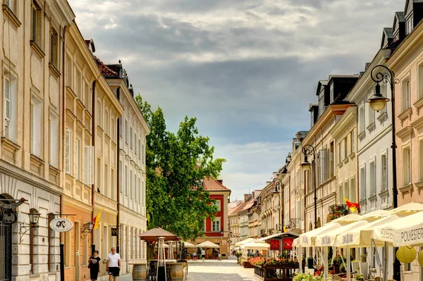 Warsaw, Poland - August 2021: View on the old town in cloudy weather