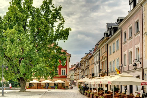 Warsaw, Poland - August 2021: View on the old town in cloudy weather