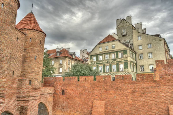 Warsaw, Poland - August 2021: View on the old town in cloudy weather