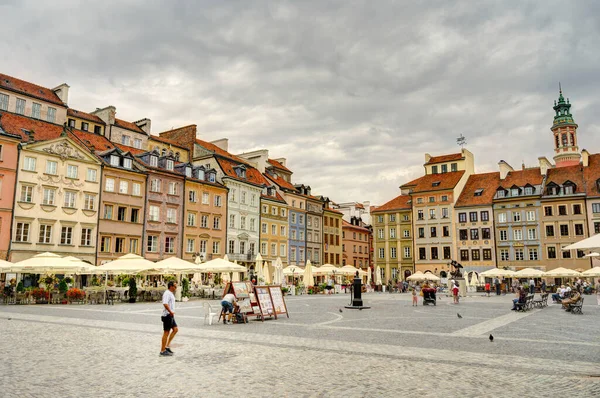 Warsaw, Poland - August 2021: View on the old town in cloudy weather