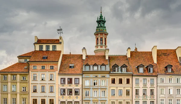 Warsaw, Poland - August 2021: View on the old town in cloudy weather