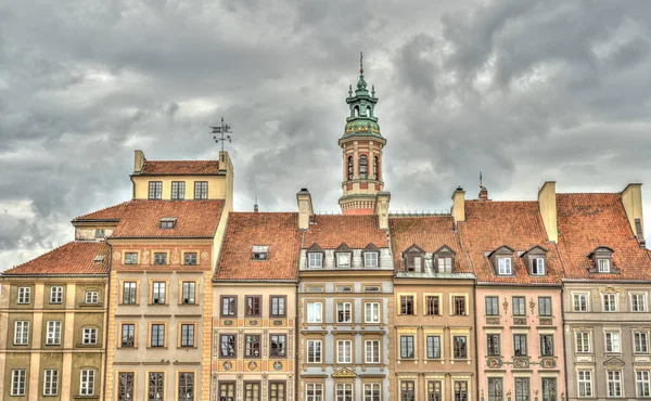 Warsaw, Poland - August 2021: View on the old town in cloudy weather