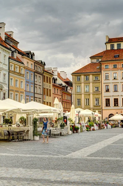 Warsaw, Poland - August 2021: View on the old town in cloudy weather