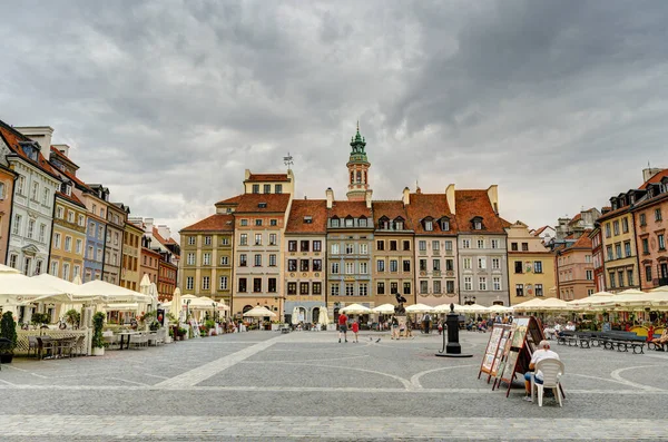 Warsaw, Poland - August 2021: View on the old town in cloudy weather