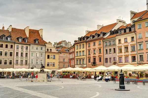 Warsaw, Poland - August 2021: View on the old town in cloudy weather