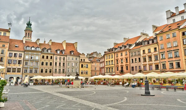 Warsaw, Poland - August 2021: View on the old town in cloudy weather
