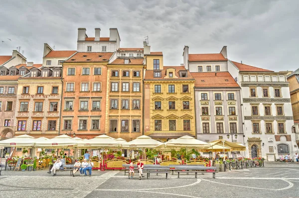 Warsaw, Poland - August 2021: View on the old town in cloudy weather