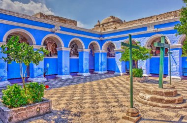 AREQUIPA, PERU - MAY 2018: Historical center of Arequipa in sunny weather