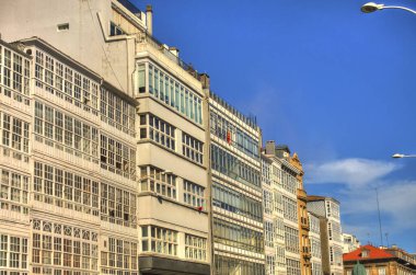 beautiful architecture in the old town La Coruna, Galicia, Spain