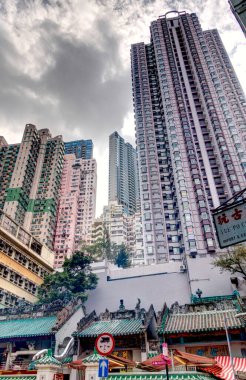 Hong Kong - January 2019 : Historical center skyline in cloudy weather