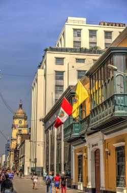 LIMA, PERU - APRIL 2018: Historical center in sunny weather