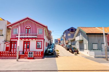 Aveiro, Portugal - July 2019 : Costa Nova Beach in summertime