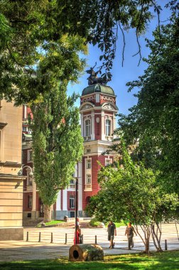 Sofia, Bulgaria - April 2021 : Historical center in springtime
