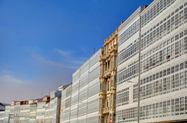 beautiful architecture in the old town La Coruna, Galicia, Spain