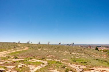 CAMPO DE CRIPTANA, SPAIN - MAY 2019: Picturesque village in La Mancha in summertime