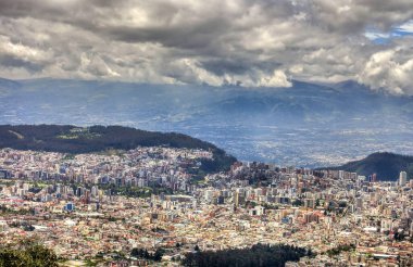 Quito, Ecuador aerial moutains view on the city 