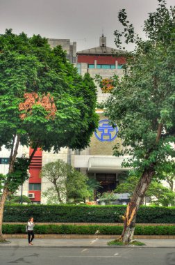 Hanoi, Vietnam - November 2020 : City center in cloudy weather