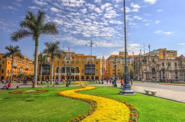 LIMA, PERU - APRIL 2018: Historical center in sunny weather