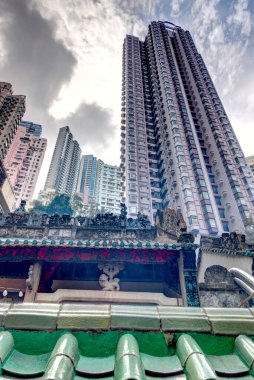 Hong Kong - January 2019 : Historical center skyline in cloudy weather