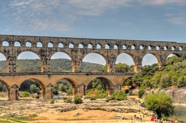 NIMES, FRANCE - AUGUST 2019: Historical landmarks in summertime, HDR image