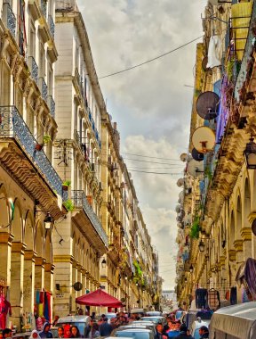 Algiers, Algeria - March 2020 : Colonial architecture in sunny weather, HDR Image