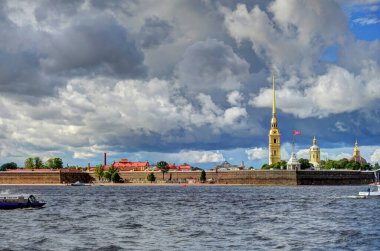 SAINT-PETERSBURG, RUSSIA - AUGUST 2018: Historical center in cloudy weather