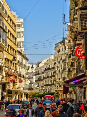 Algiers, Algeria - March 2020 : Colonial architecture in sunny weather, HDR Image