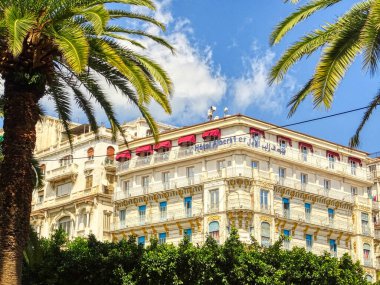 Algiers, Algeria - March 2020 : Colonial architecture in sunny weather, HDR Image