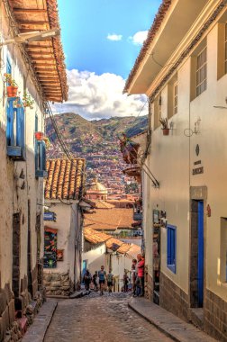 CUSCO, PERU - APRIL 2018: Historical center in sunny weather