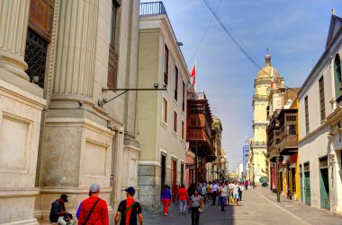 LIMA, PERU - APRIL 2018: Historical center in sunny weather