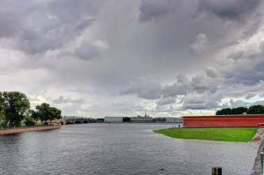 SAINT-PETERSBURG, RUSSIA - AUGUST 2018: Historical center in cloudy weather
