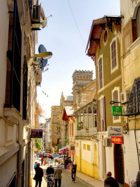 Algiers, Algeria - March 2020 : Colonial architecture in sunny weather, HDR Image