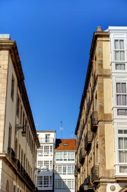 beautiful architecture in the old town La Coruna, Galicia, Spain