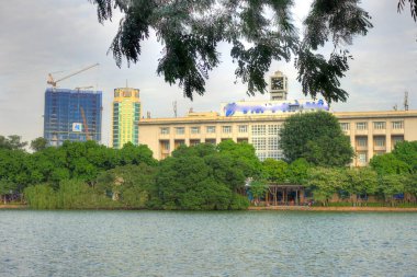 Hanoi, Vietnam - November 2020 : City center in cloudy weather