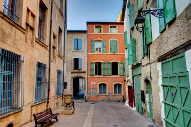 NIMES, FRANCE - AUGUST 2019: Historical landmarks in summertime, HDR image