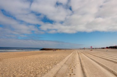 Aveiro, Portugal - July 2019 : Costa Nova Beach in summertime 