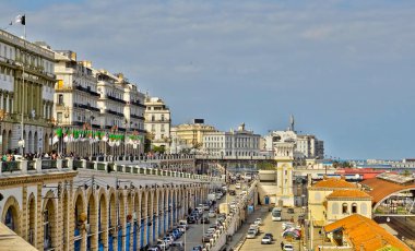 Algiers, Algeria - March 2020 : Colonial architecture in sunny weather, HDR Image