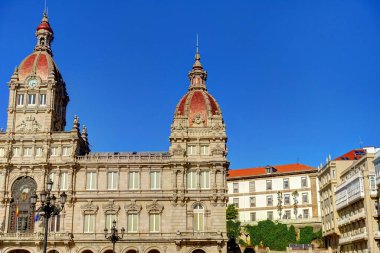 beautiful architecture in the old town La Coruna, Galicia, Spain