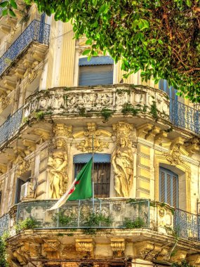 Algiers, Algeria - March 2020 : Colonial architecture in sunny weather, HDR Image