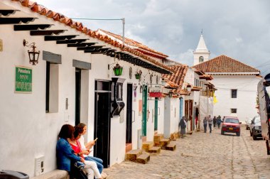 Villa de Leyva, Colombia - May 2019 : Picturesque colonial village in cloudy weather