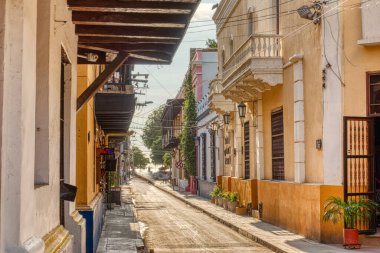 Santa Marta, Colombia - April 2019 : Historical center in sunny weather