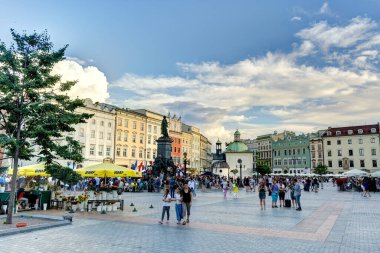 Krakow, Poland - August 2021: Historical center in sunny weather
