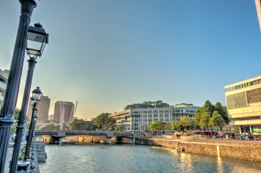 Singapore - March 2019 : Riverside in cloudy weather