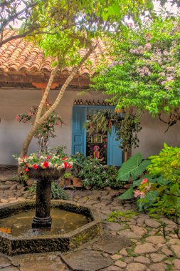 Villa de Leyva, Colombia - May 2019 : Picturesque colonial village in cloudy weather