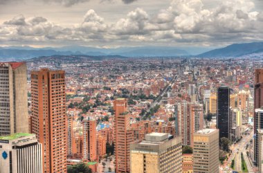 Bogota, Colombia - April 2019 : Cityscape in cloudy weather
