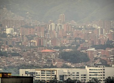 GUATAPE, COLOMBIA - APRIL 2019: Historical center in cloudy weather