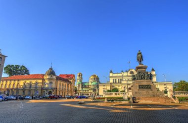 Sofia, Bulgaria - April 2021 : Historical center in springtime
